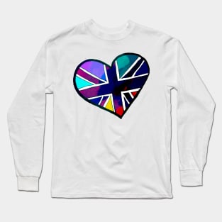 Discolored Union Jack Heart Long Sleeve T-Shirt